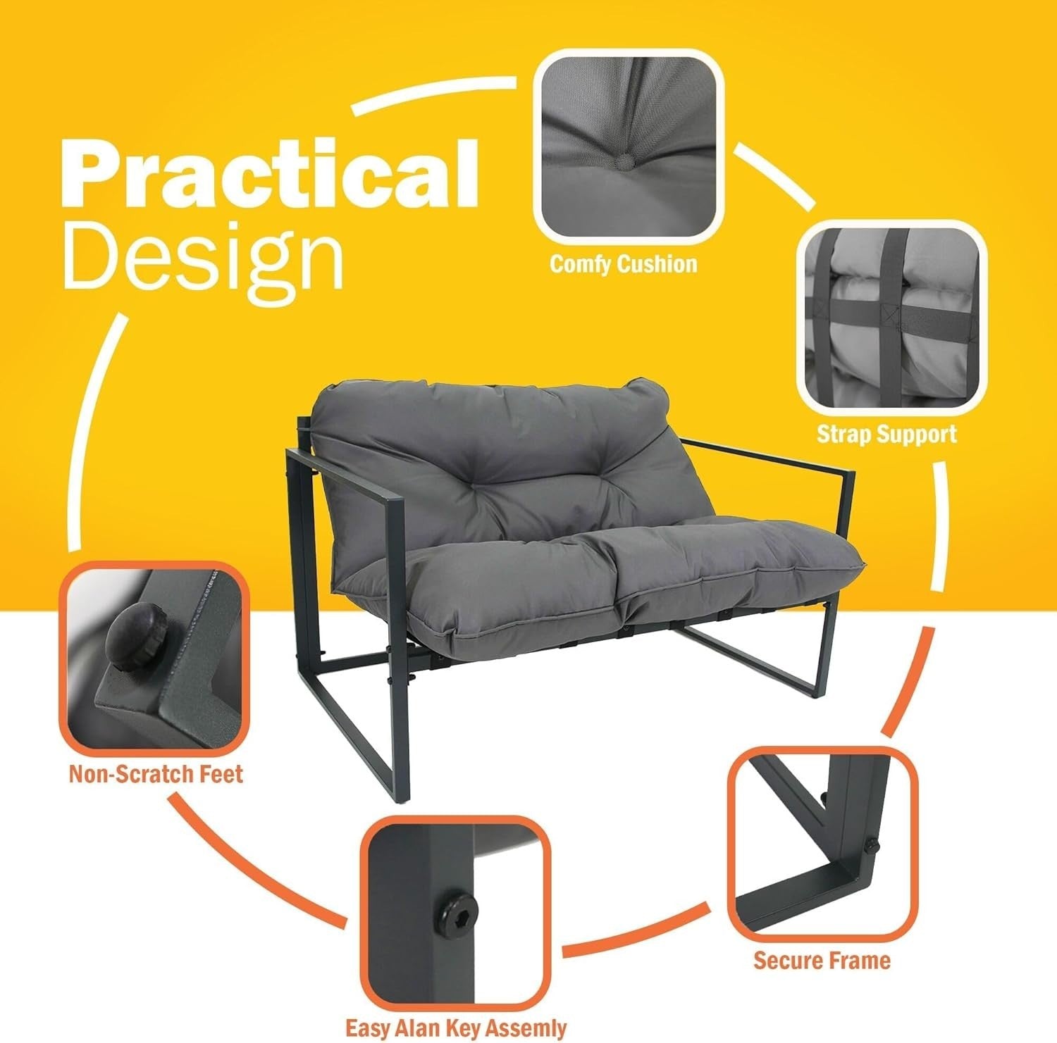4PC Outdoor Garden Sofa Set Chairs Table Cushions Steel Frame Patio