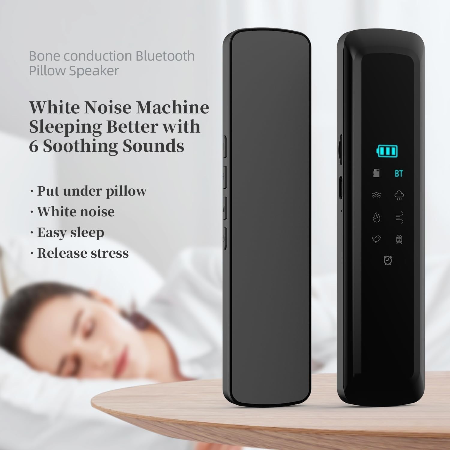 Under Pillow Sleep Speaker Bone Conduction Bluetooth White Noise Timer