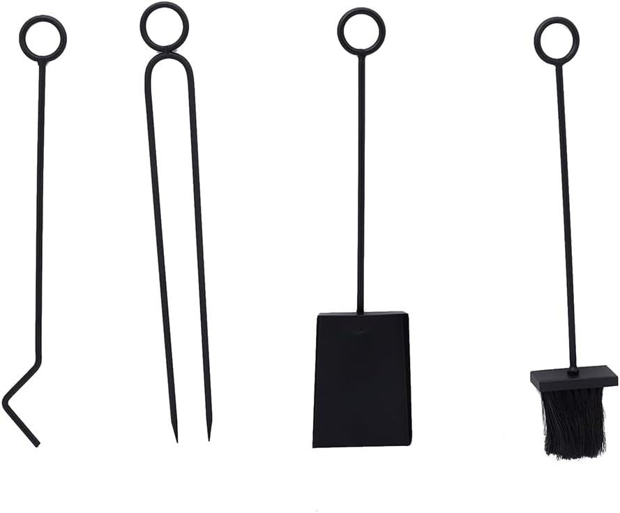 Heavy Duty Fireplace Tool Set with Log Holder & Brush – 60x37x30cm