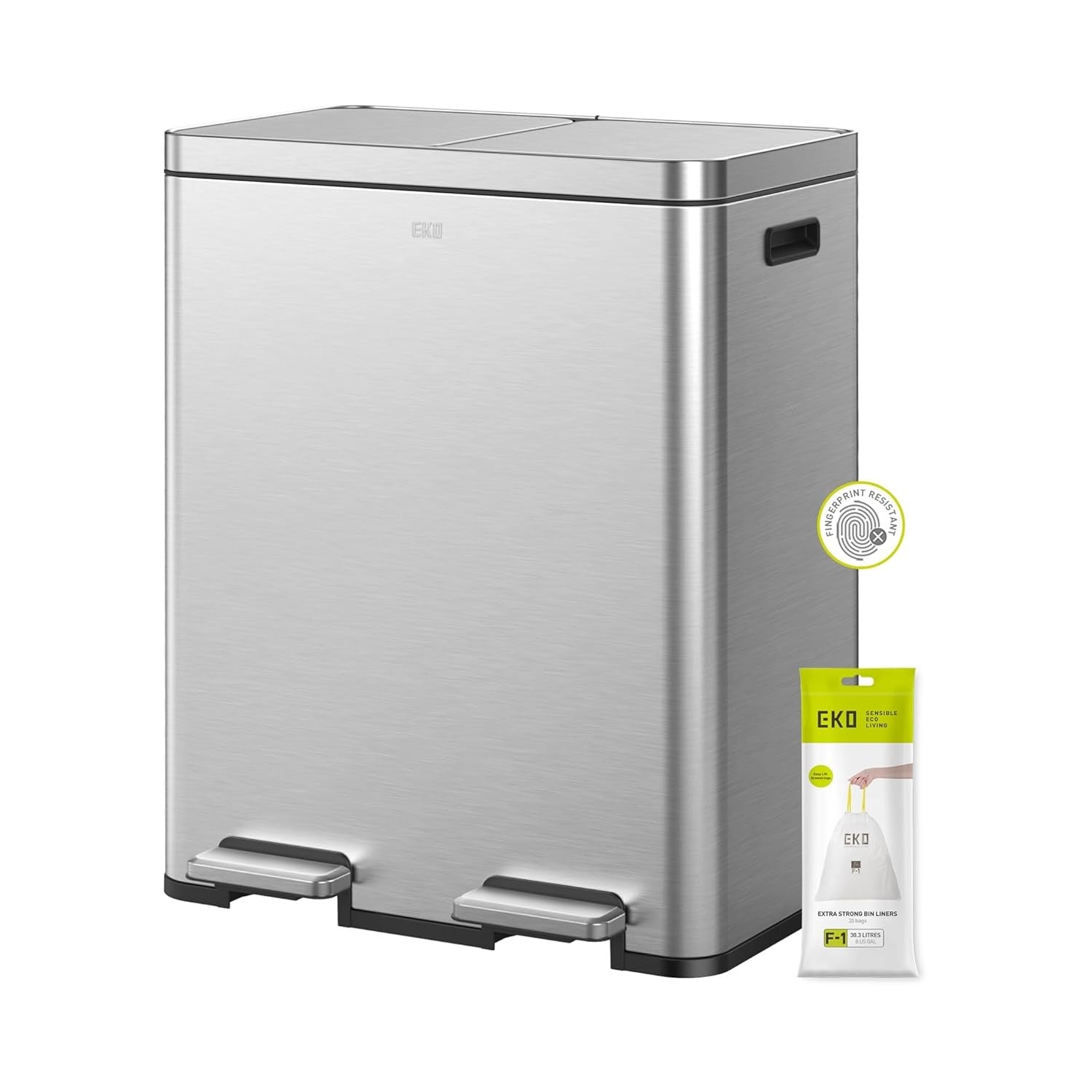 60L Dual Recycling Kitchen Bin 30L+30L Soft Close Pedal