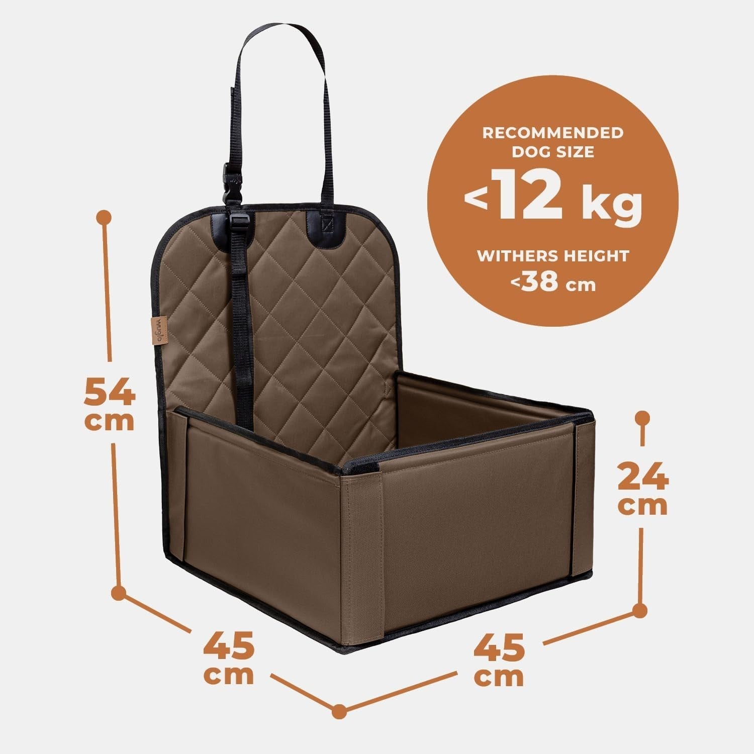 Waterproof Dog Booster Car Seat Extra Stable Travel Bed Brown 12kg