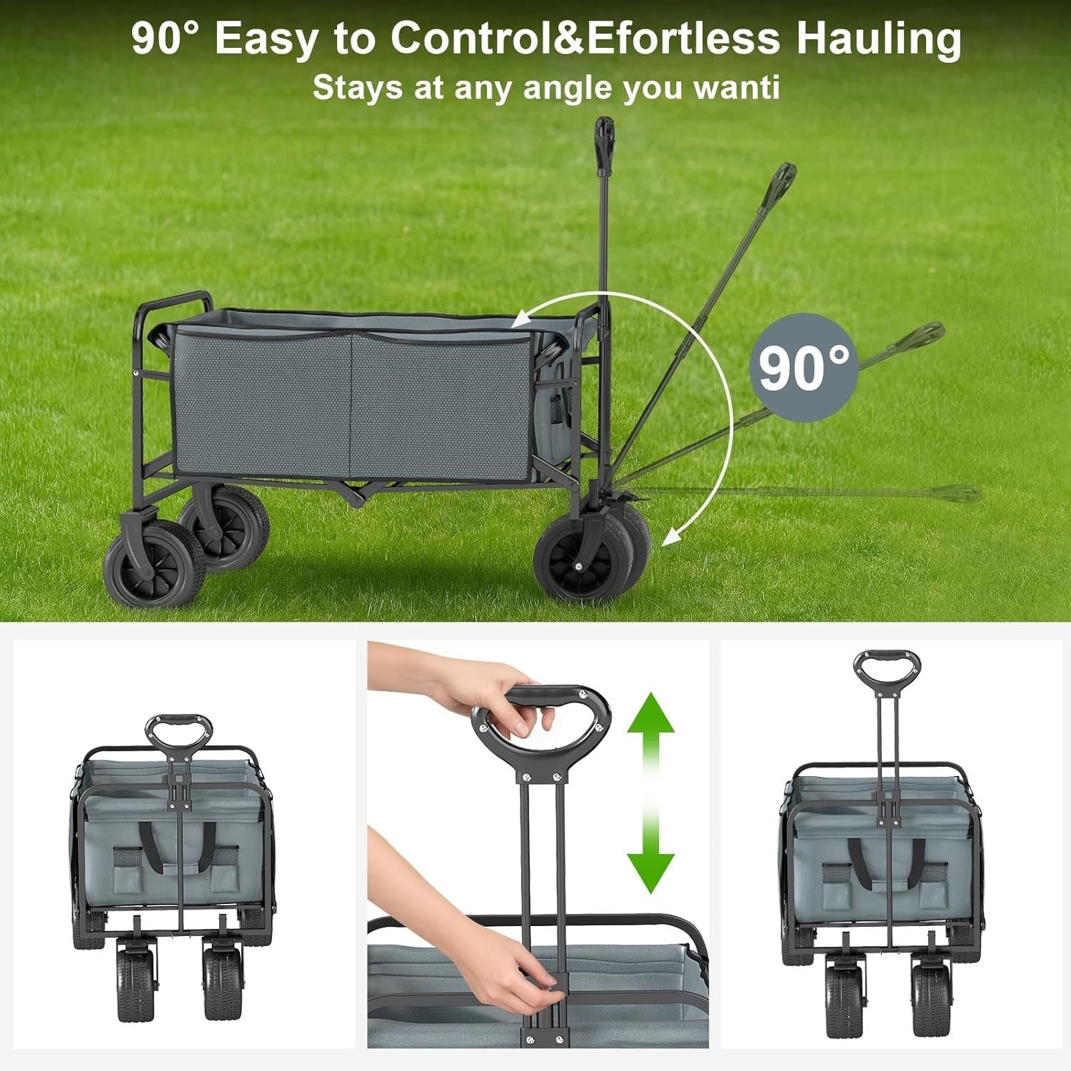 Heavy Duty Folding Utility Trolley with 360° Steering Weatherproof Lining