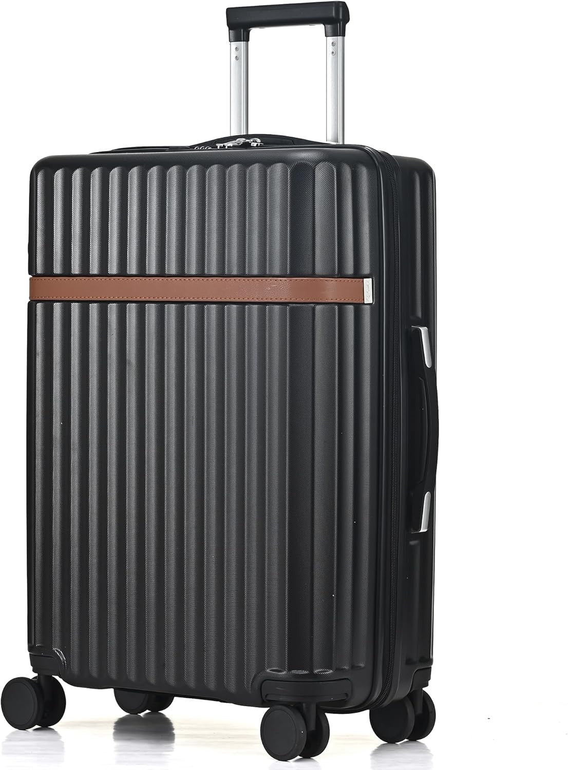 24 Inch Medium Hard Shell Suitcase PC ABS Lightweight 4 Spinner Lock Black