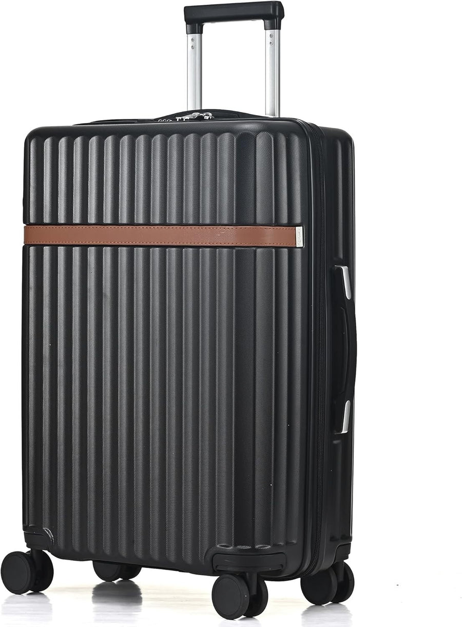 24 Inch Medium Hard Shell Suitcase PC ABS Lightweight 4 Spinner Lock Black