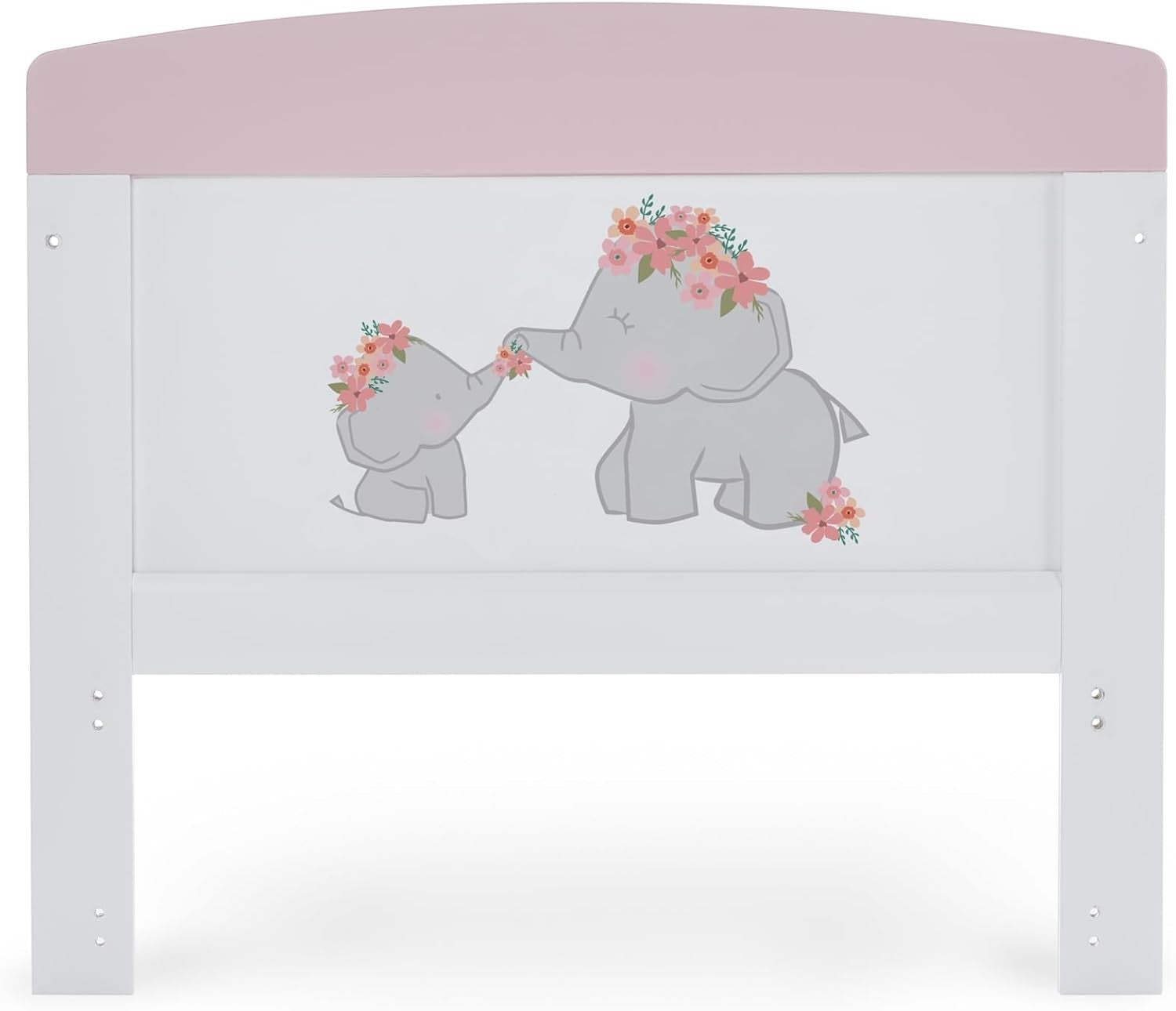 Convertible Cot Bed with Adjustable Height Toddler Bed 140x70cm Elephant Pink