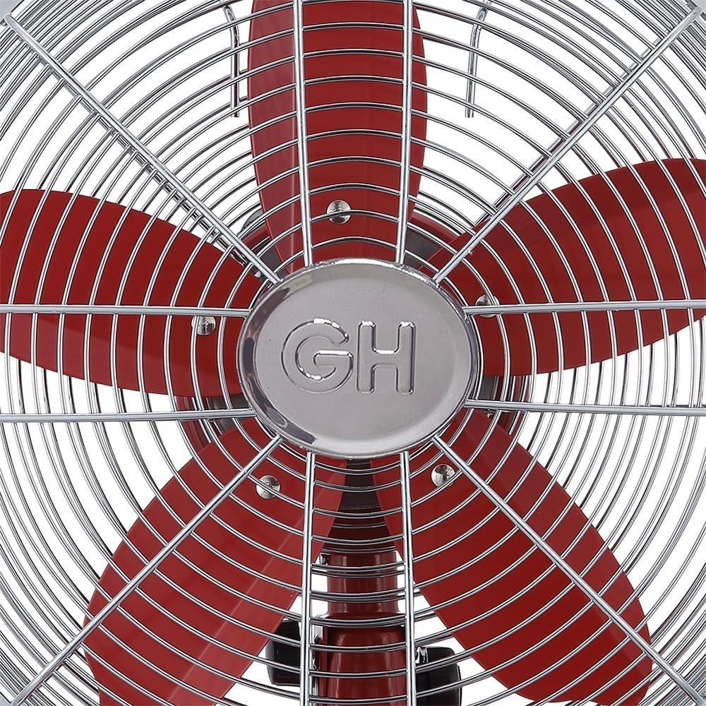 12" Retro Metal Table Fan – 3-Speed Tilt Oscillating Air Circulator Crimson Red