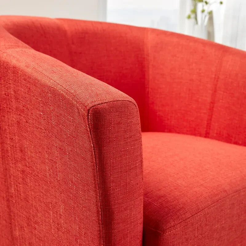 Orange Fabric Tub Chair Armchair with Wood Legs Lounge Bedroom Seat