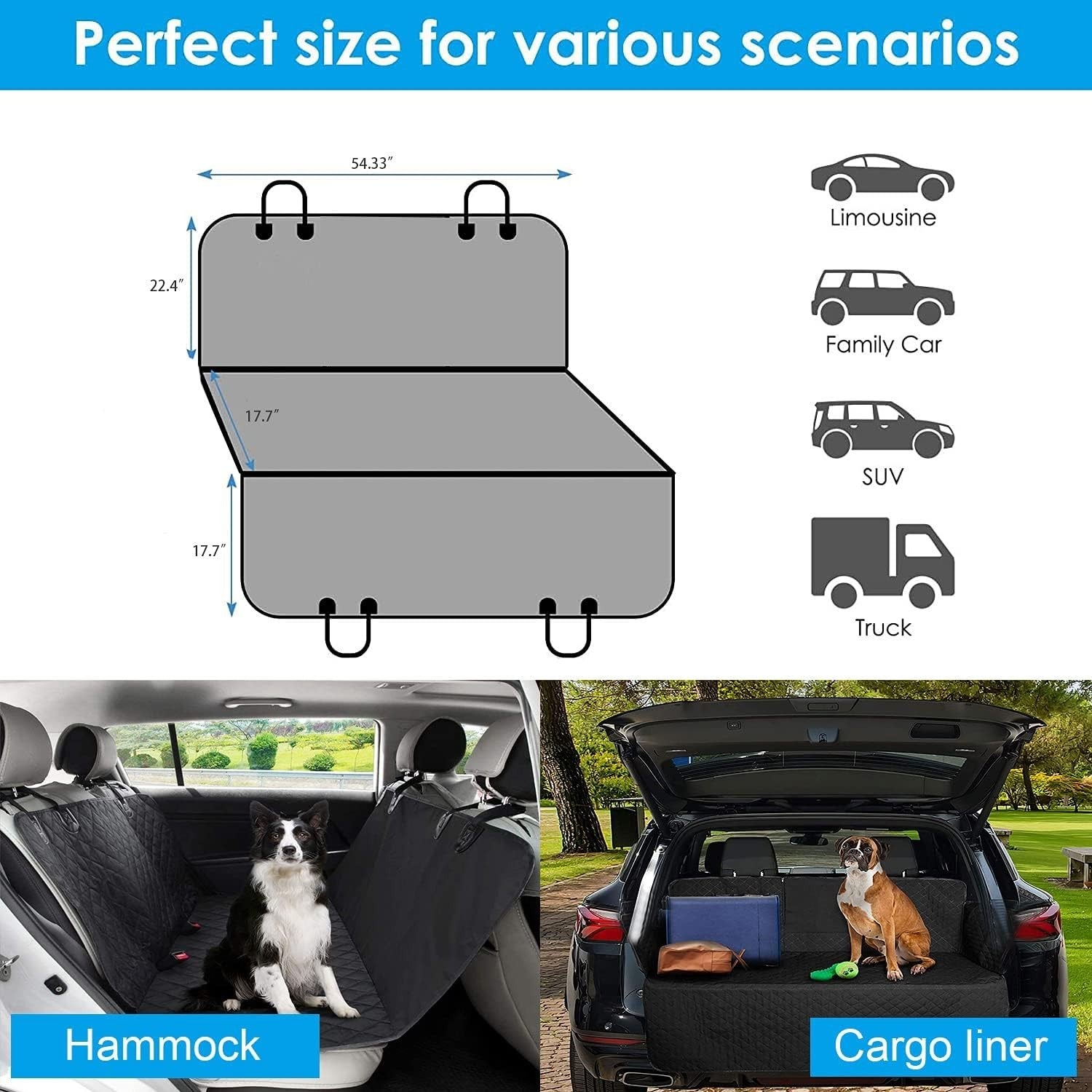 Waterproof Dog Car Seat Cover Hammock Boot Liner SUV Truck Protector