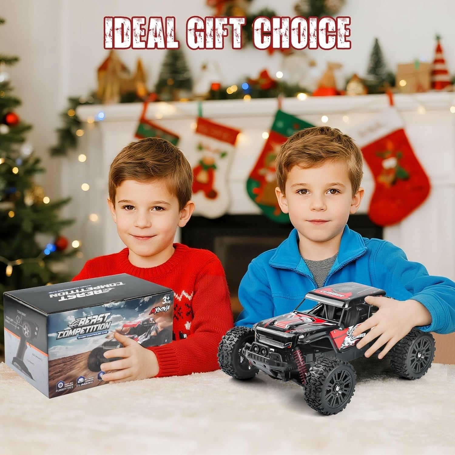 1:14 DIY RC Truck 25KM/H 2WD Off-Road Car with Lights & 2 Rechargeable Batteries
