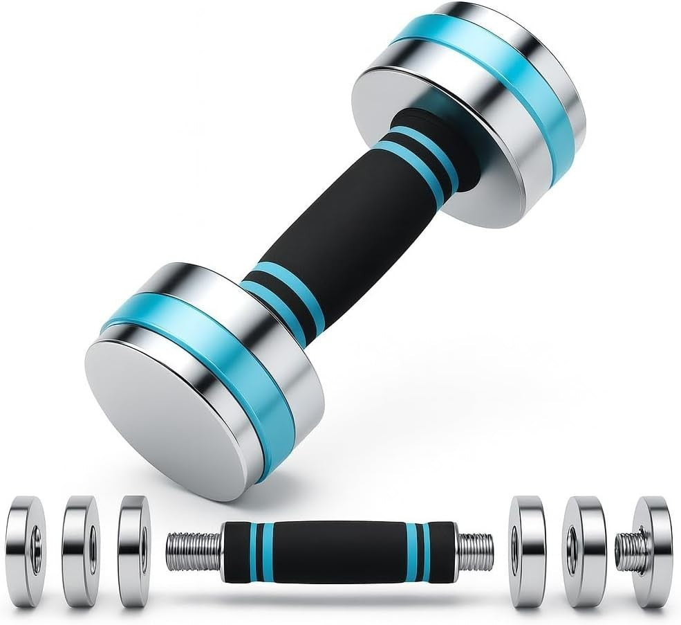 Chrome Adjustable Dumbbells Pair Foam Grip Compact Strength Training