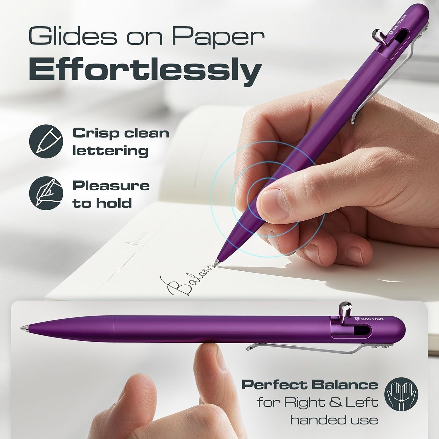 Luxury Slim Purple Ballpoint Pen – Aluminium, Bolt Action, Gift Ready