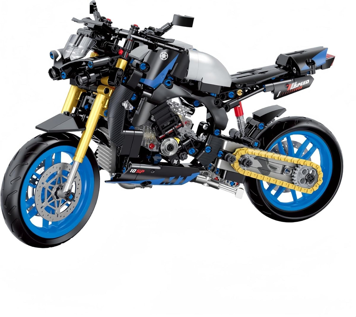 Detailed 638pcs Motorcycle Model Kit with Suspension & Realistic Parts