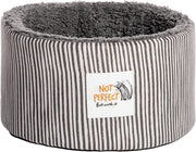 Sherpa Fleece Cat Bed Cozy Hideout 20in Washable Striped Pet Bed