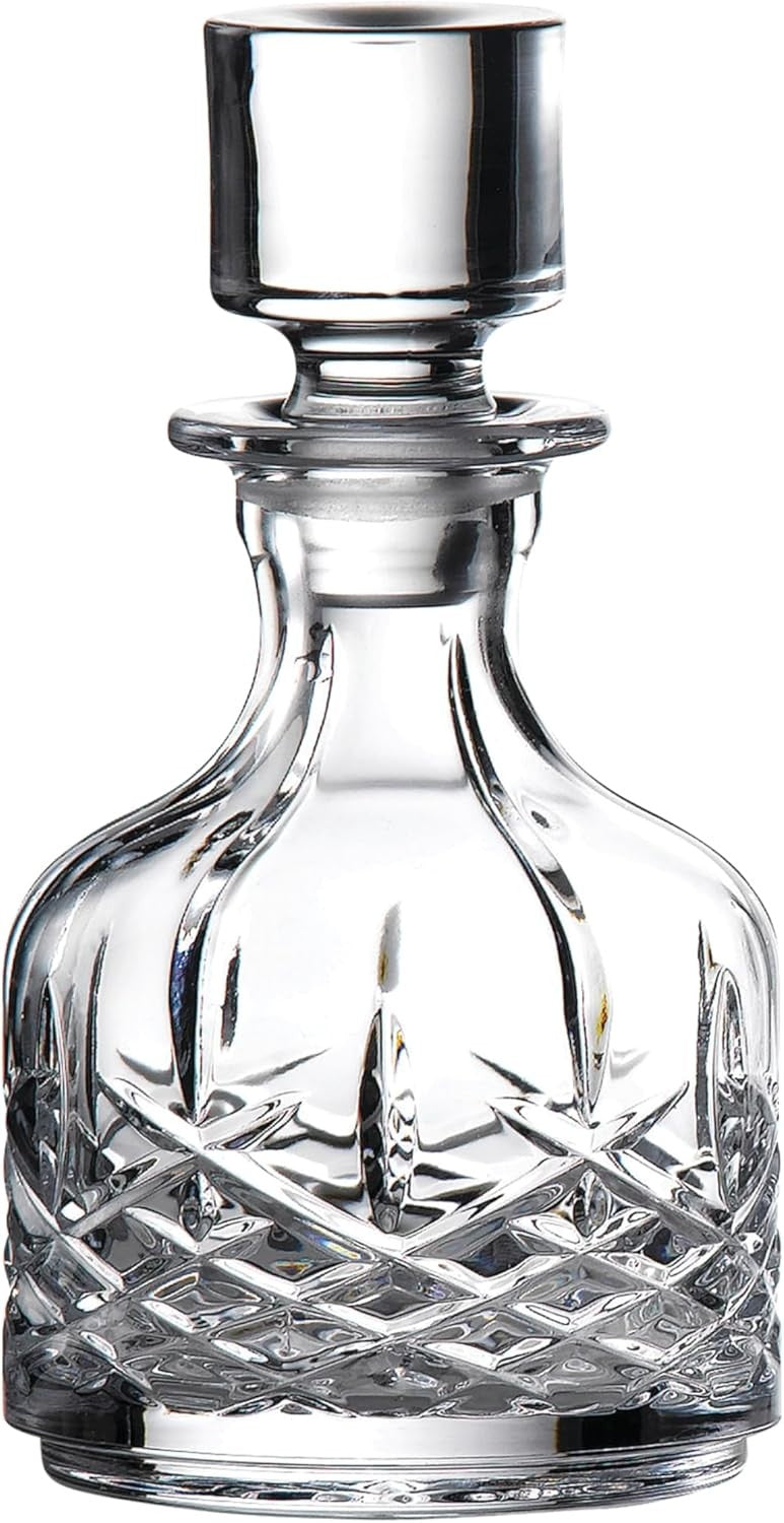 Crystal Stacking Whiskey Decanter & Tumbler Set Elegant Cut Glass Design