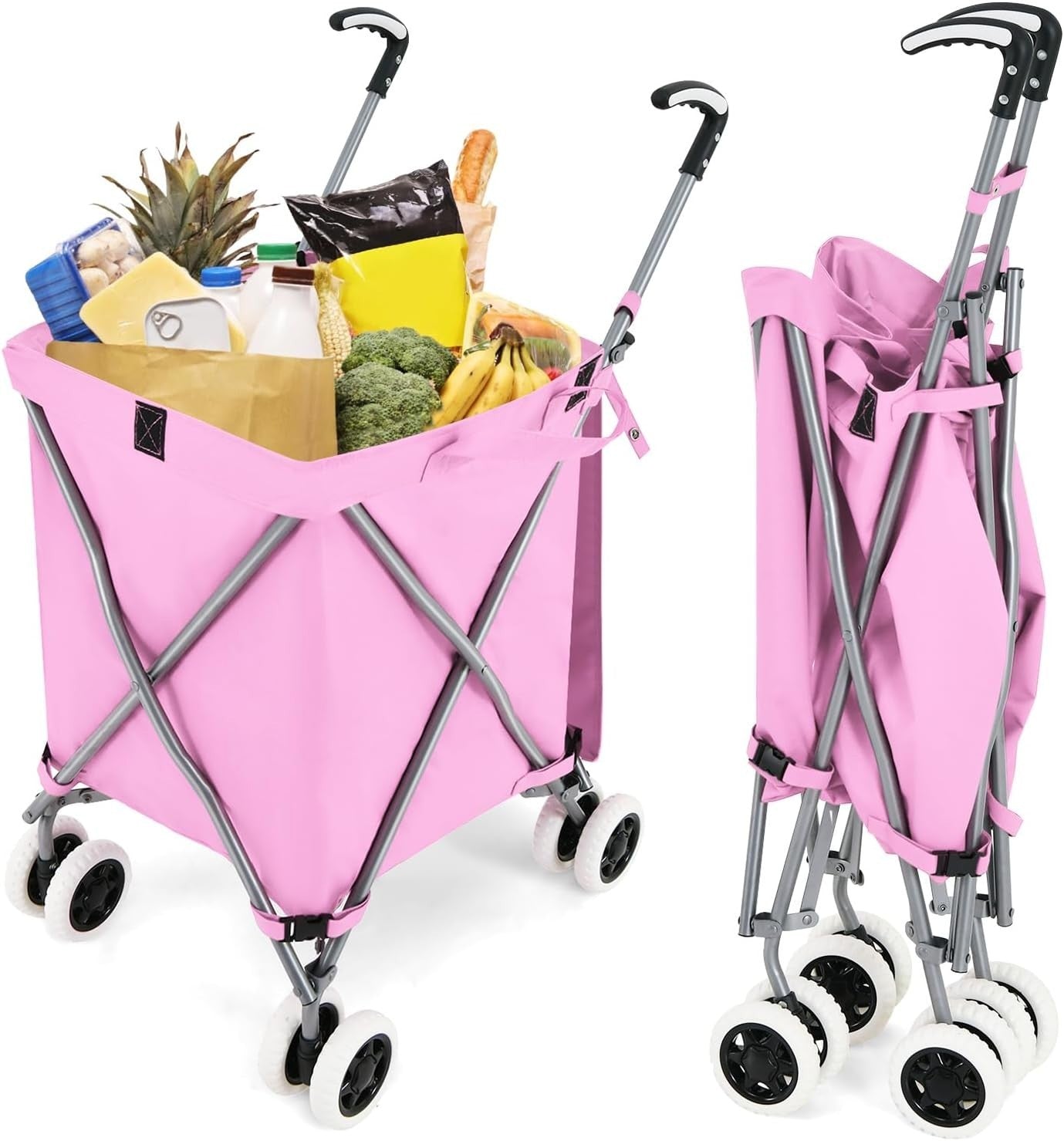 90L Folding Shopping Trolley 8 Wheels Large Waterproof Cart Portable Grocery