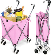 90L Folding Shopping Trolley 8 Wheels Large Waterproof Cart Portable Grocery