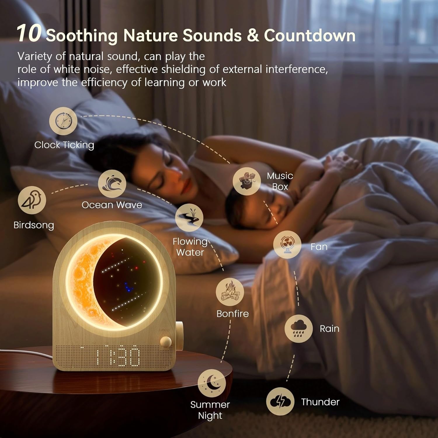 Sunrise Alarm Clock Wake Up Light Touch Night Lamp Dimmable Bedside