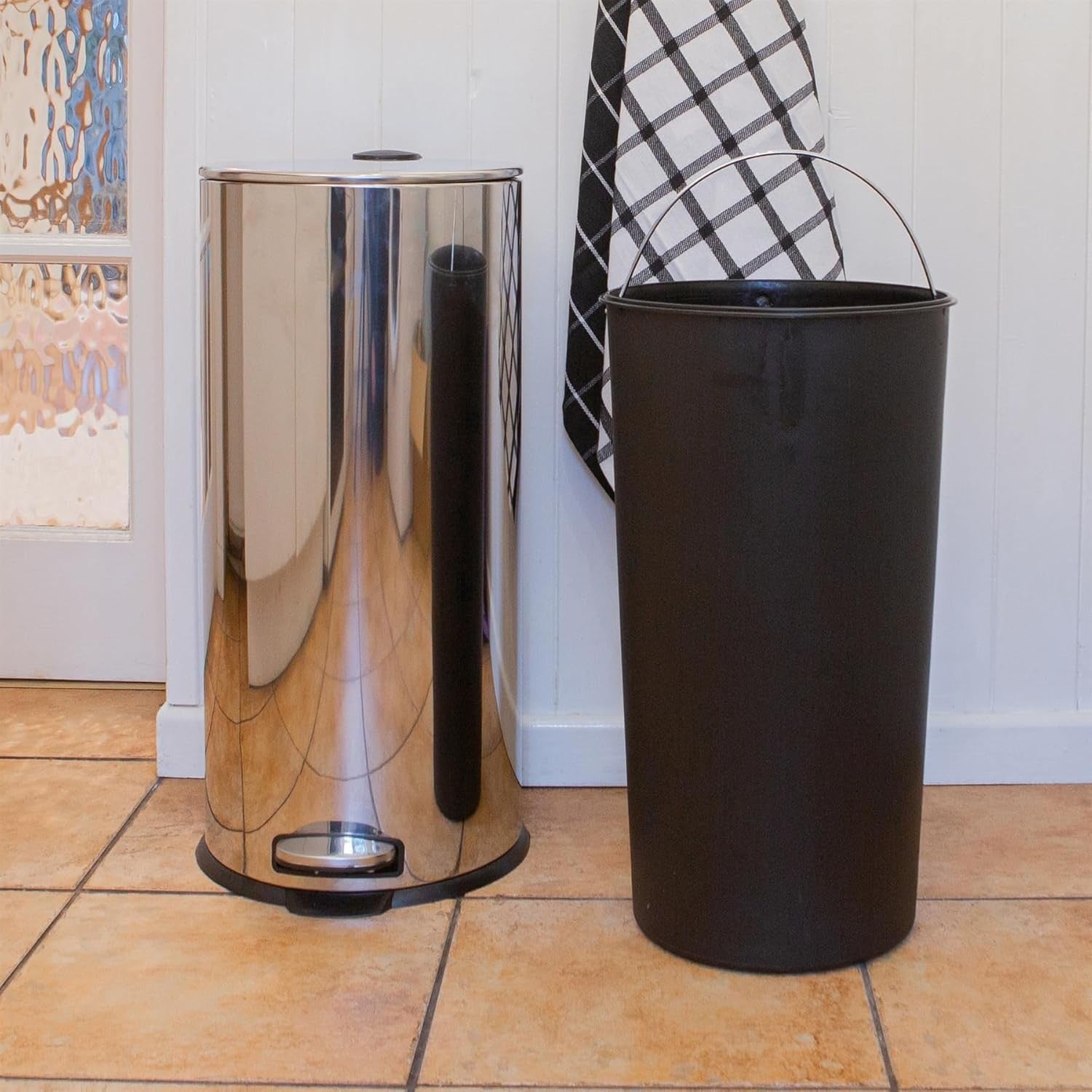 30L Stainless Steel Pedal Kitchen Bin Tall Slim Chrome Dustbin