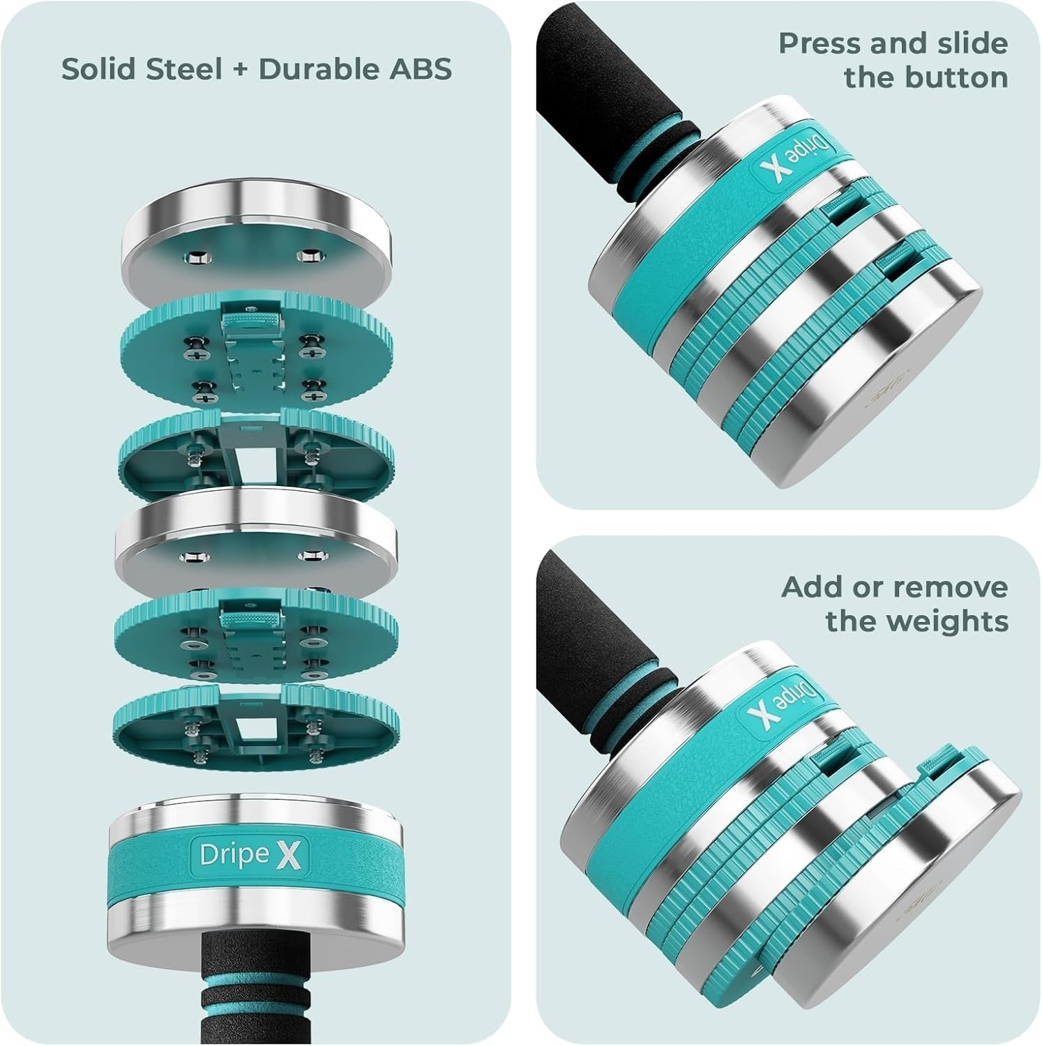 Adjustable Dumbbells Pair 5KG Compact Non-Slip Space-Saving Home Gym