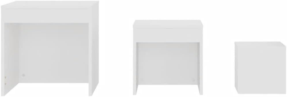 3pc White Nesting Side Tables Set Living Room Bedroom End Nightstand Storage