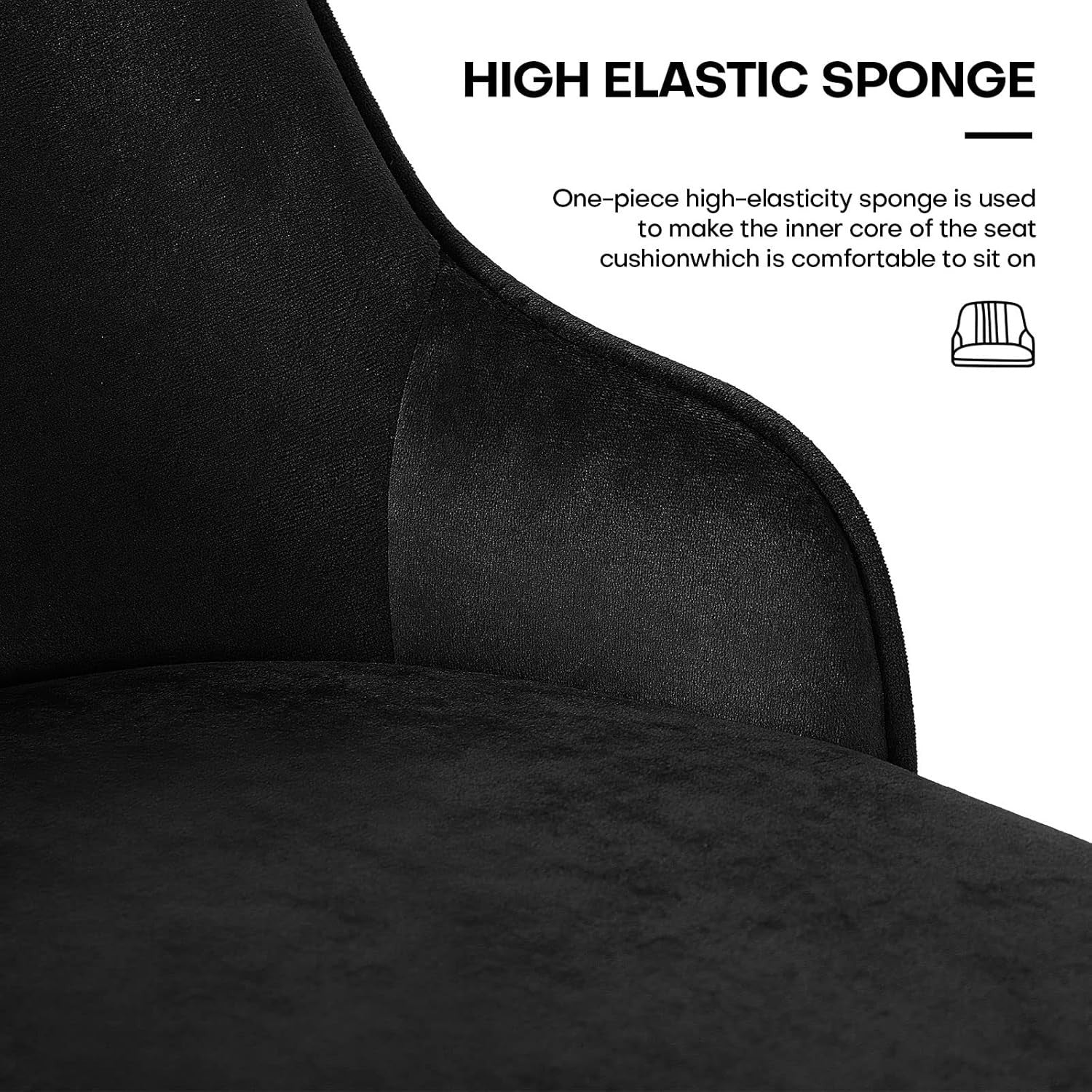 Black Velvet Swivel Bar Stools Set of 2 – Luxury Kitchen Counter Chairs
