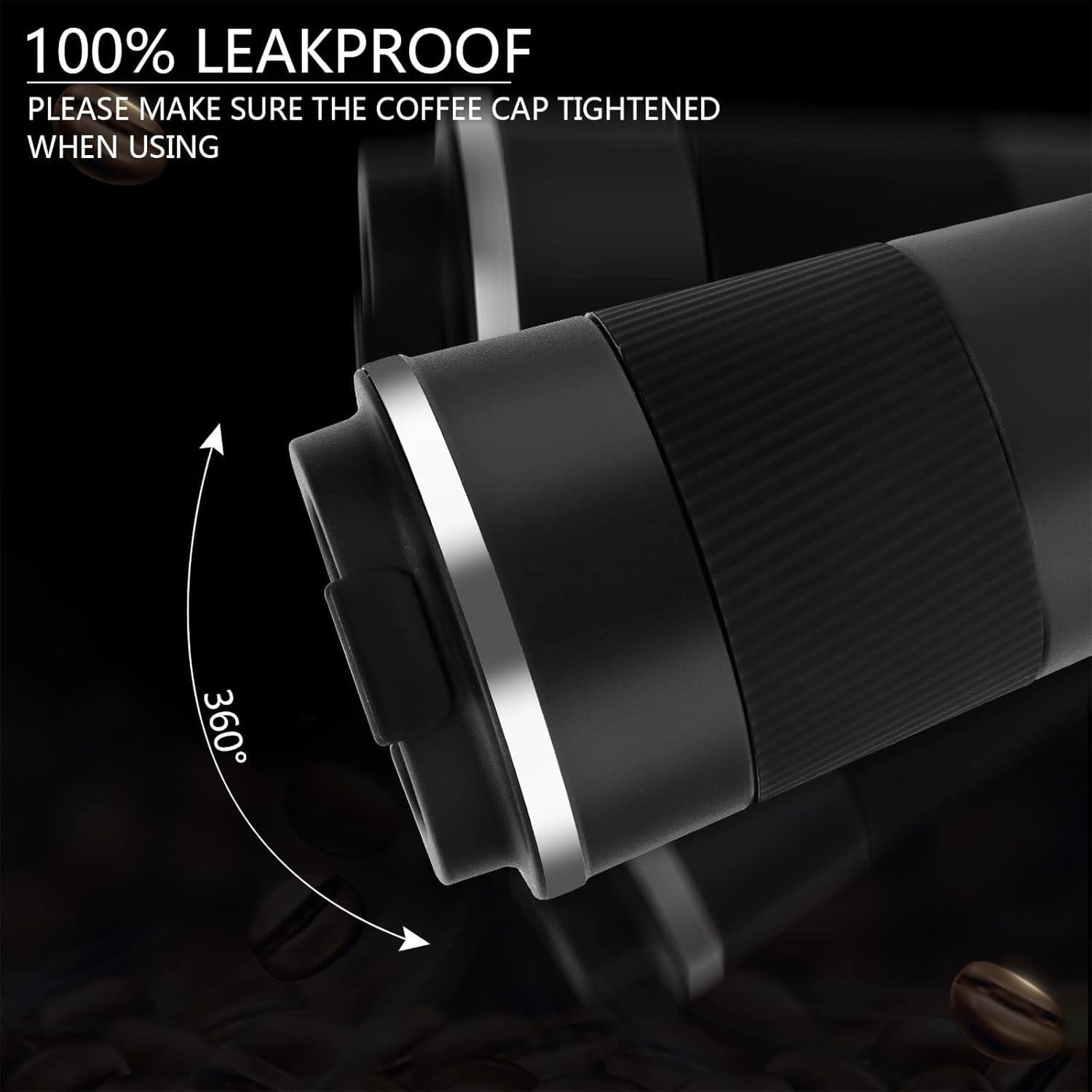 380ml Coffee To Go Mug Stainless Steel Leakproof Black