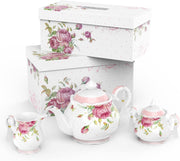 Vintage Floral Afternoon Tea Set Teapot Milk Jug Sugar Bowl 1300ml