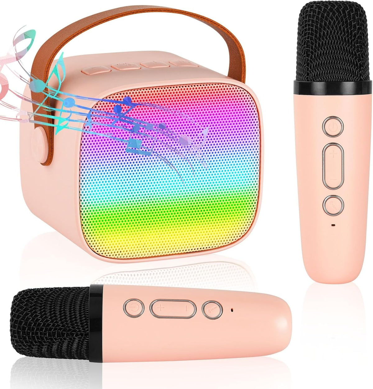 Ainiv Karaoke Machine for Kids & Adults 2 Wireless Mics Bluetooth LED