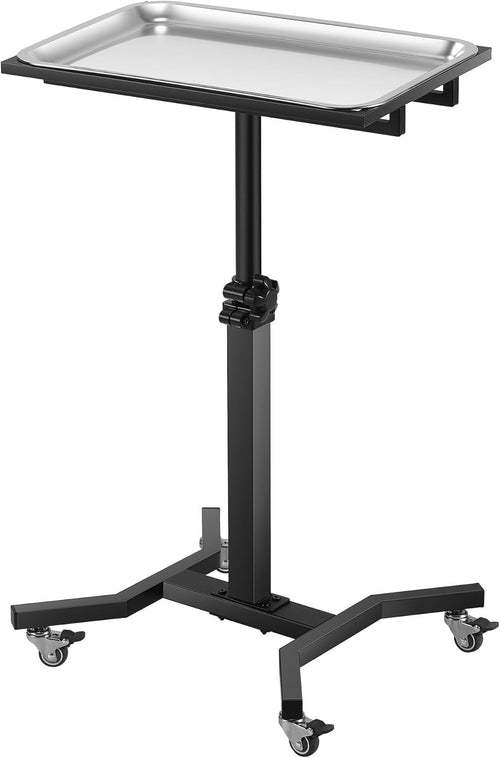 Stainless Steel Tattoo Tray on Wheels Adjustable Height Rolling Studio Trolley