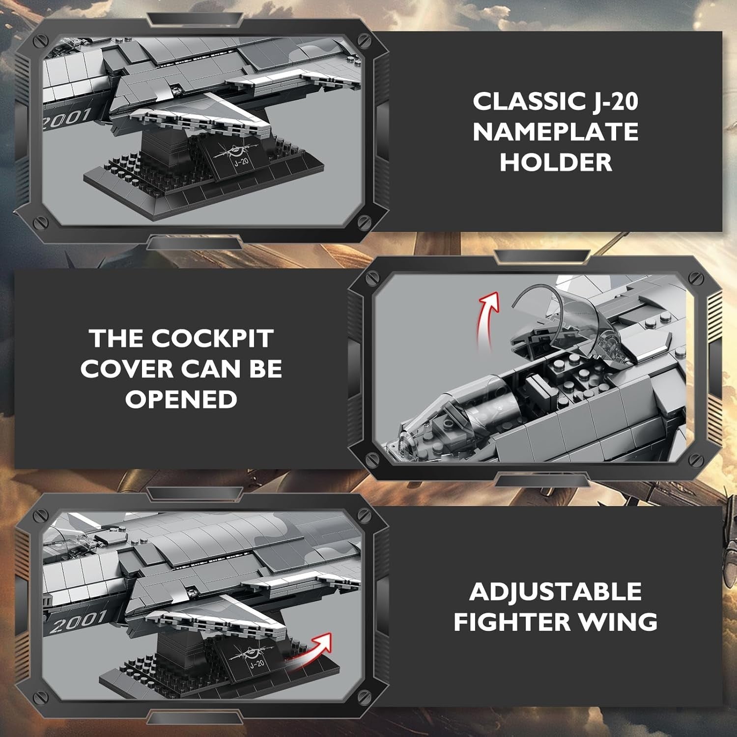 J-20 Stealth Fighter Building Blocks 1911 PCS – Military Model Display Toy