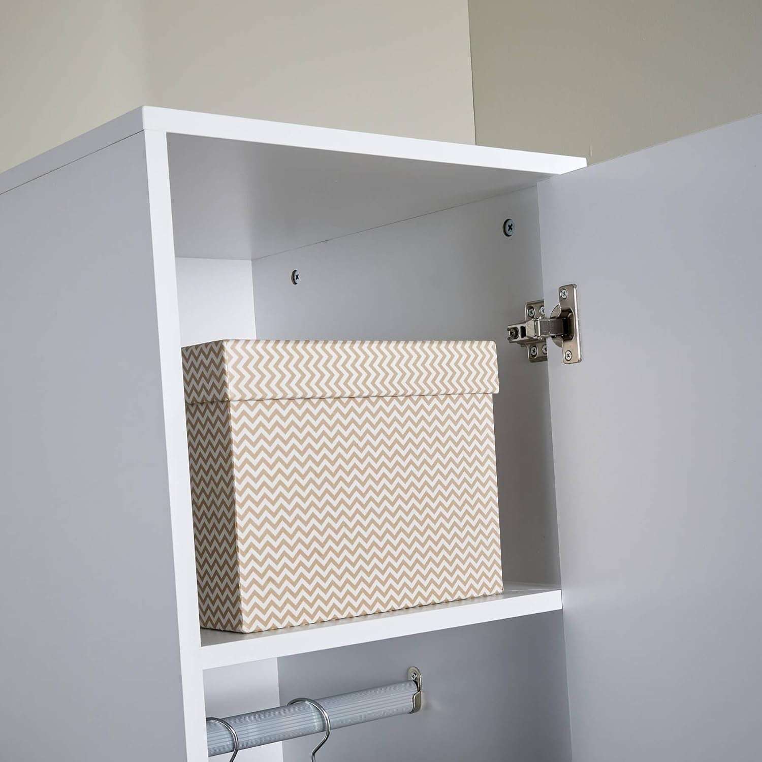 White Slim 1-Door Wardrobe with Rail & Shelf – Modern Compact Storage Unit