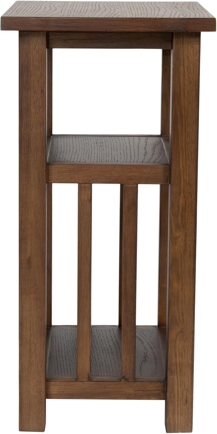 Walnut Side Table with Storage Shelf – Narrow End Table for Sofa & Bed 35x27x55