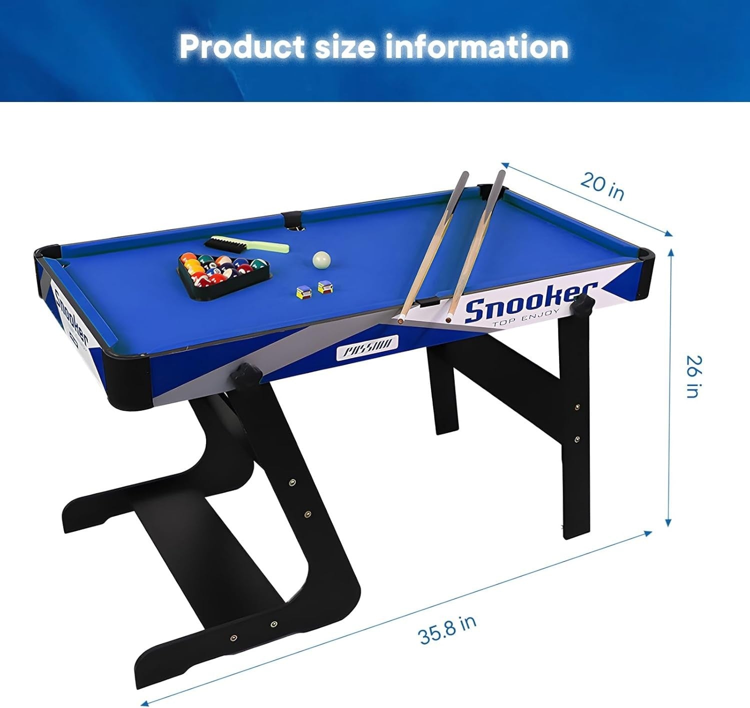 Mini Pool Table Kids Game Set Portable Wooden Billiards w Cues Balls