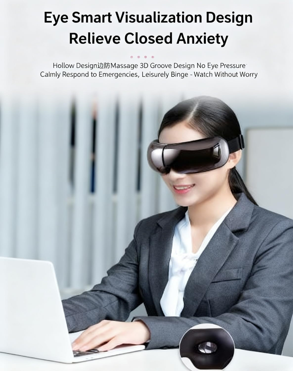 Visible Heated Eye Massager Bluetooth Vibration Foldable Relaxation