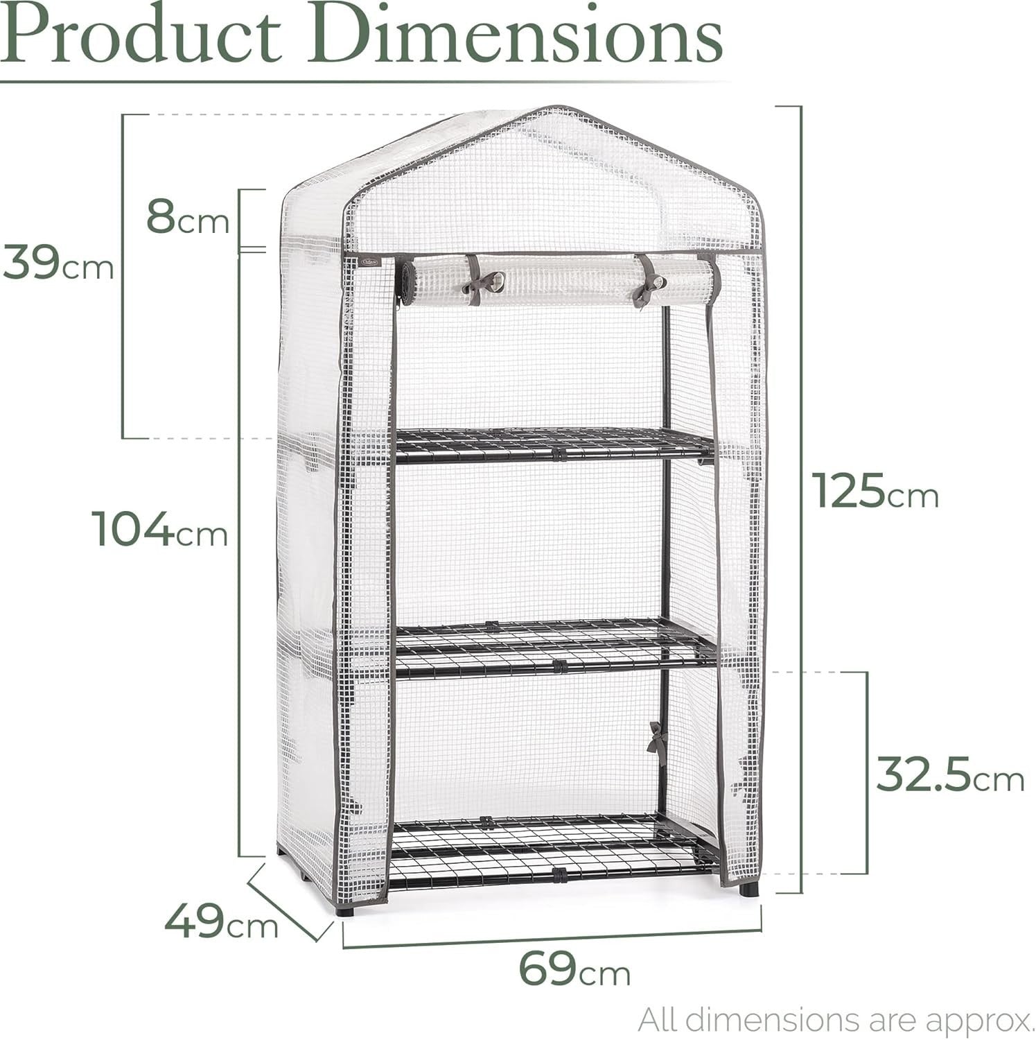 3 Tier Mini Greenhouse with Reinforced PE Cover | Compact Outdoor Growhouse
