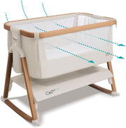 Foldable Baby Bedside Crib Co-Sleeper Cot with Mattress Travel Bag 2 Sheets