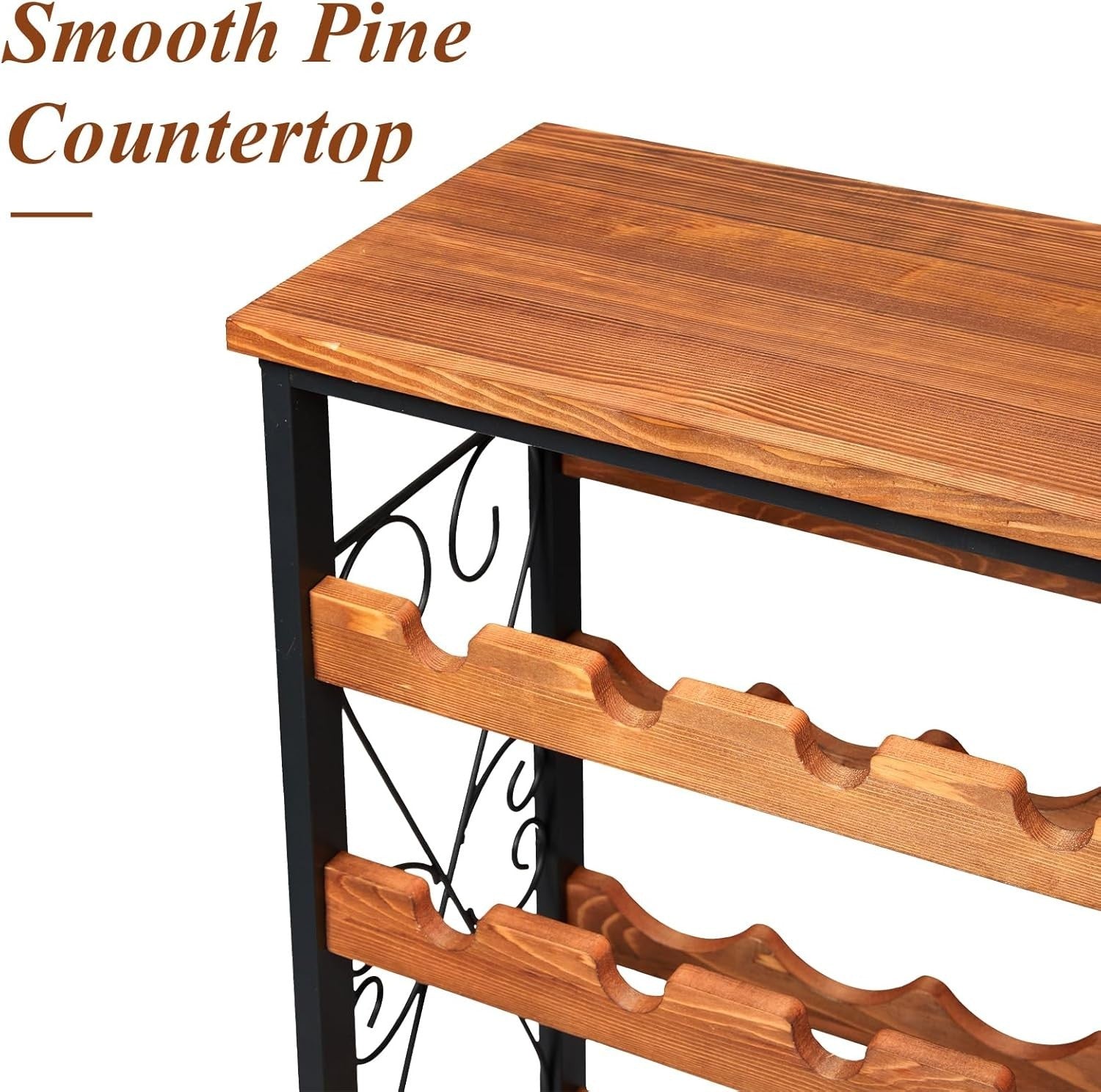 48 Bottle Wine Rack Floor Standing with Wood Top Shelf Rustic 8-Tier Storage