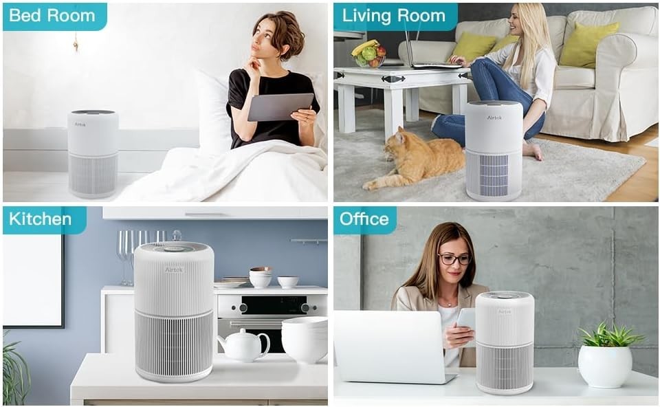 H13 HEPA Air Purifier Bedroom 360° Quiet Aromatherapy Night Light