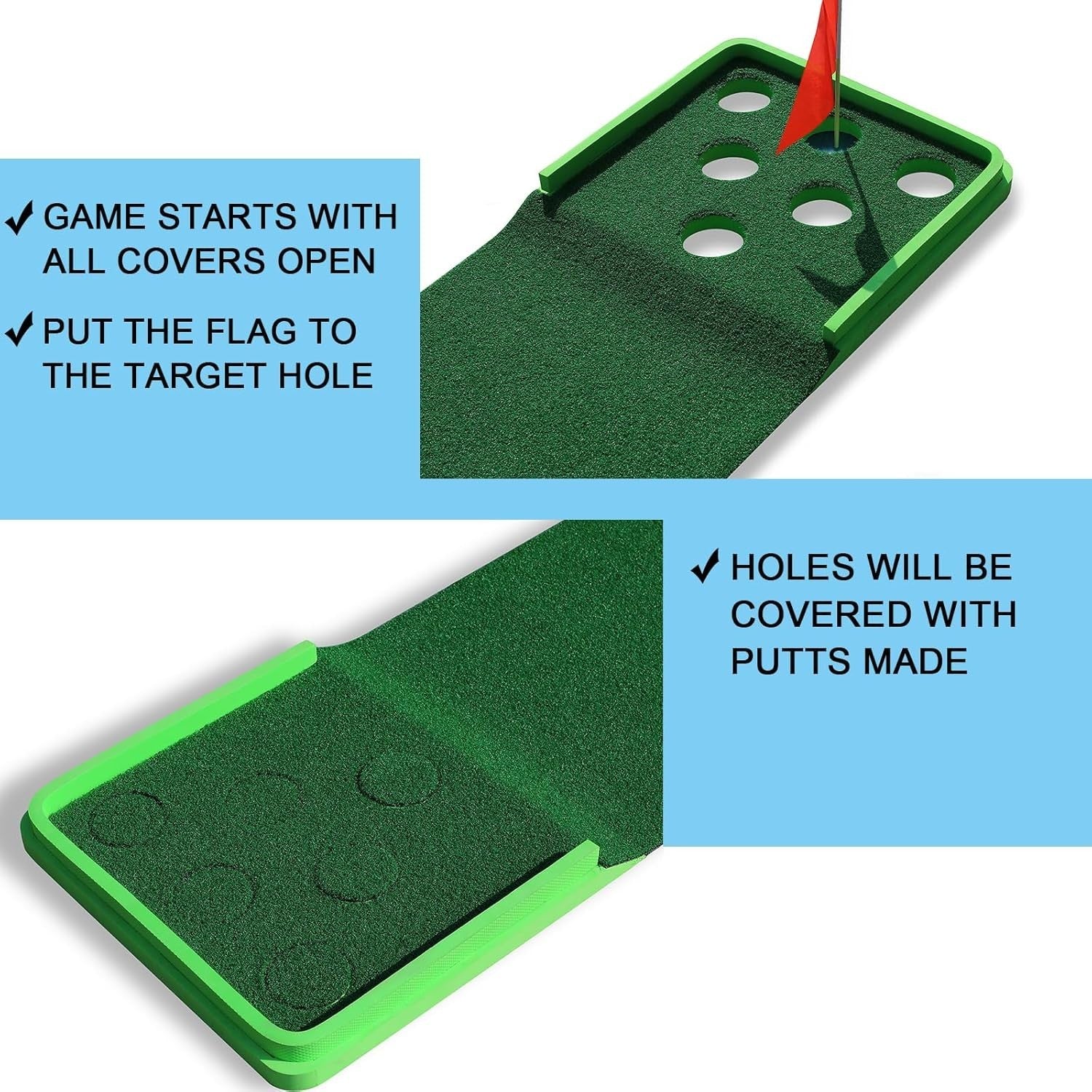 Indoor Putting Green Golf Game Mat Set Practice Training Home Office