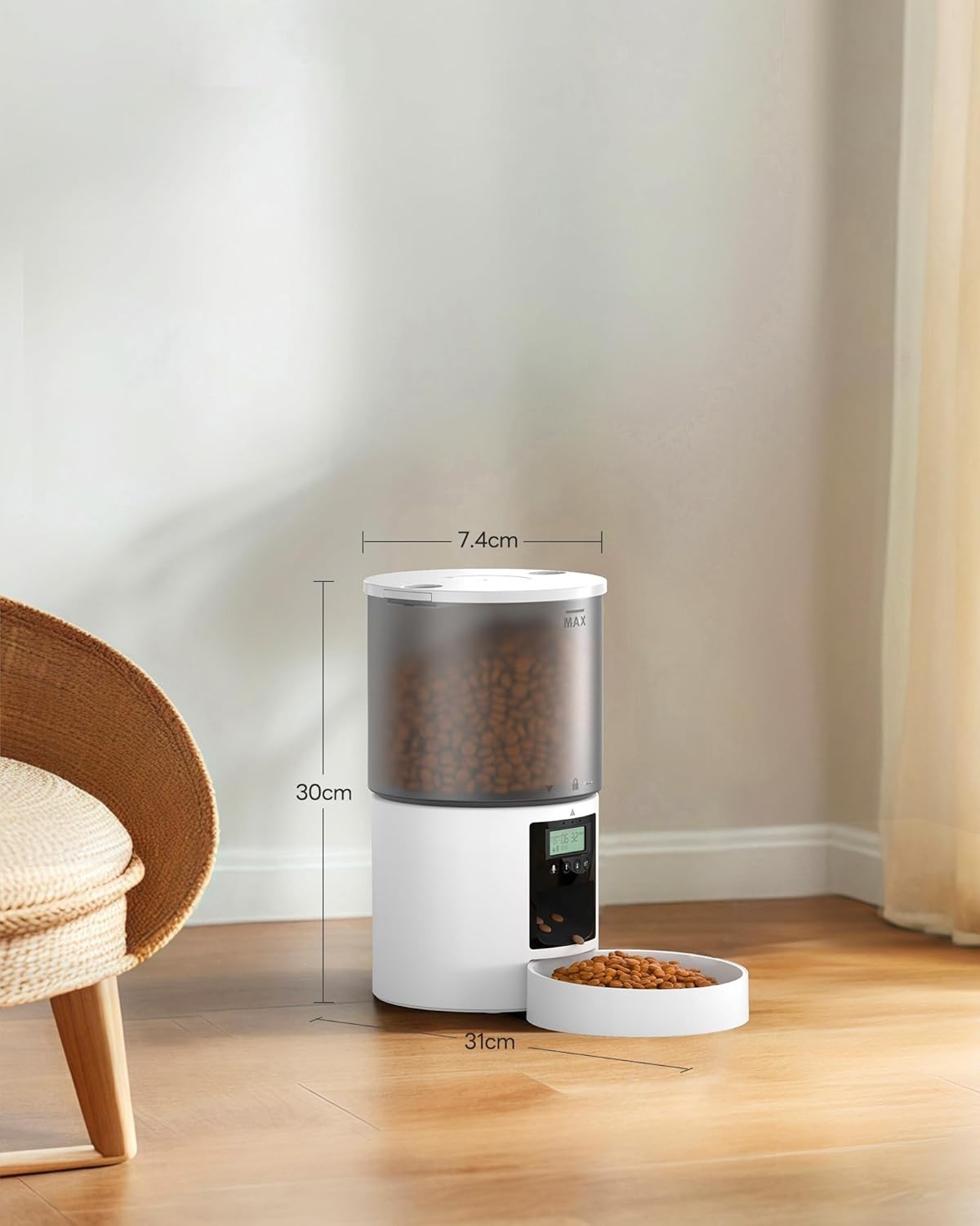 Automatic Cat Feeder 4L Timer Food Dispenser 6 Meal Voice Recorder White