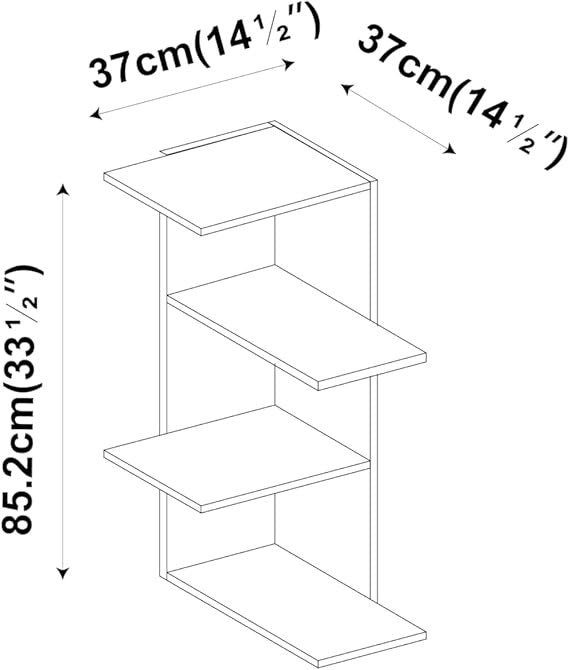 Modern 3-Tier Corner Bookcase Grey Oak – Space-Saving Shelving Unit for Home