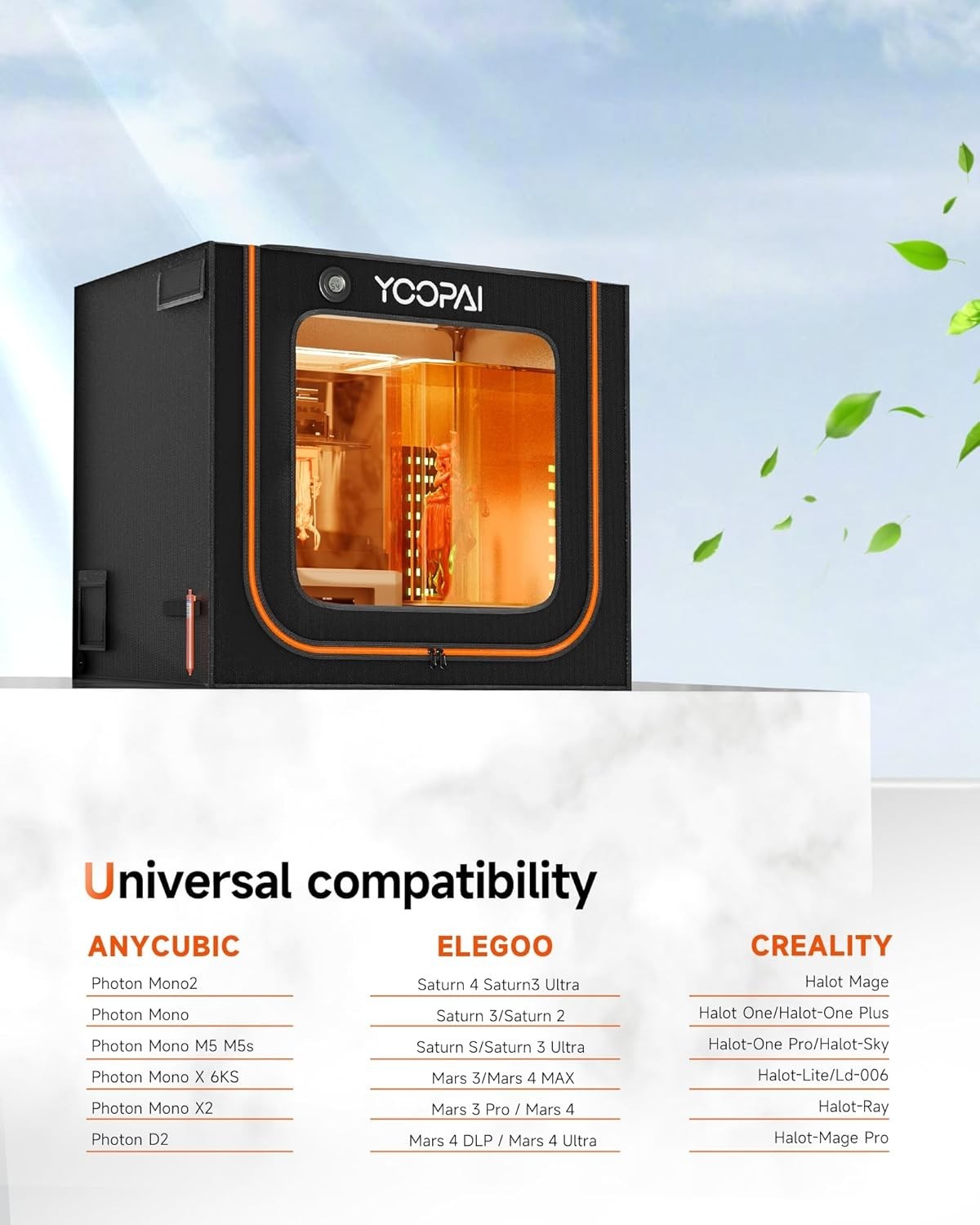 Large Resin 3D Printer Enclosure Vented LED Odor Filter Noise Reduce