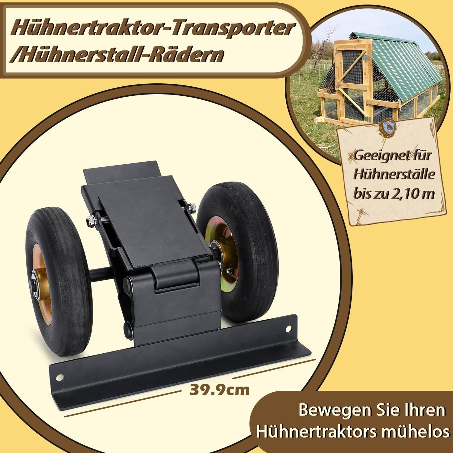 Chicken Coop Wheels Kit Heavy Duty Tractor Mover Lift System