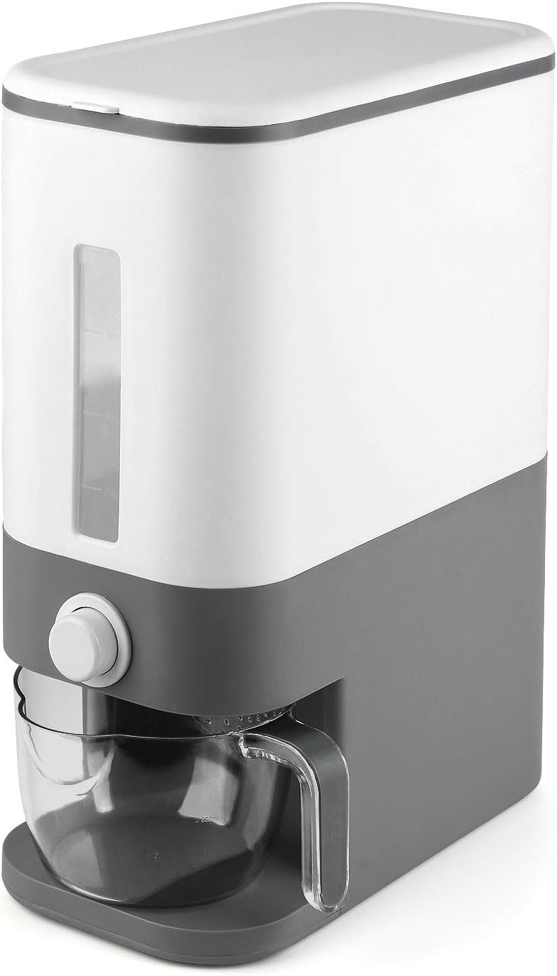 10KG Rice Dispenser Sealed Grain Storage Container with Measuring Bowl
