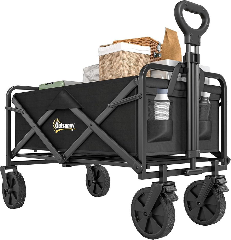 Folding Festival Trolley 90L Camping Garden Shopping Cart on Wheels