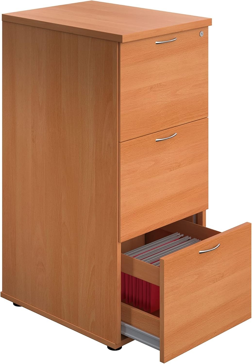 Beech Filing Cabinet 3 Drawer Lockable 105cm Heavy Duty Office