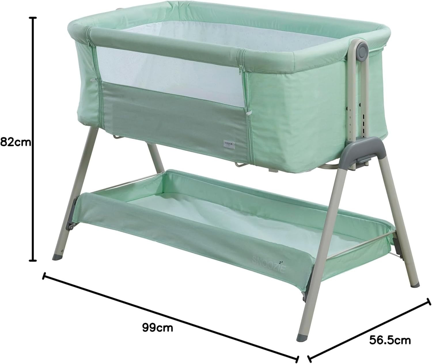 Adjustable Bedside Crib with Mesh Panel & Storage Shelf Baby Co Sleeper Green