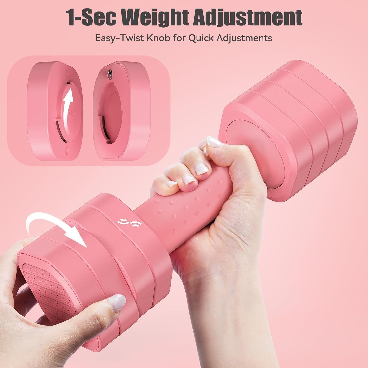 Pink Adjustable Dumbbell Set 2–5lb Pair 4-in-1 Non-Slip Women Weights