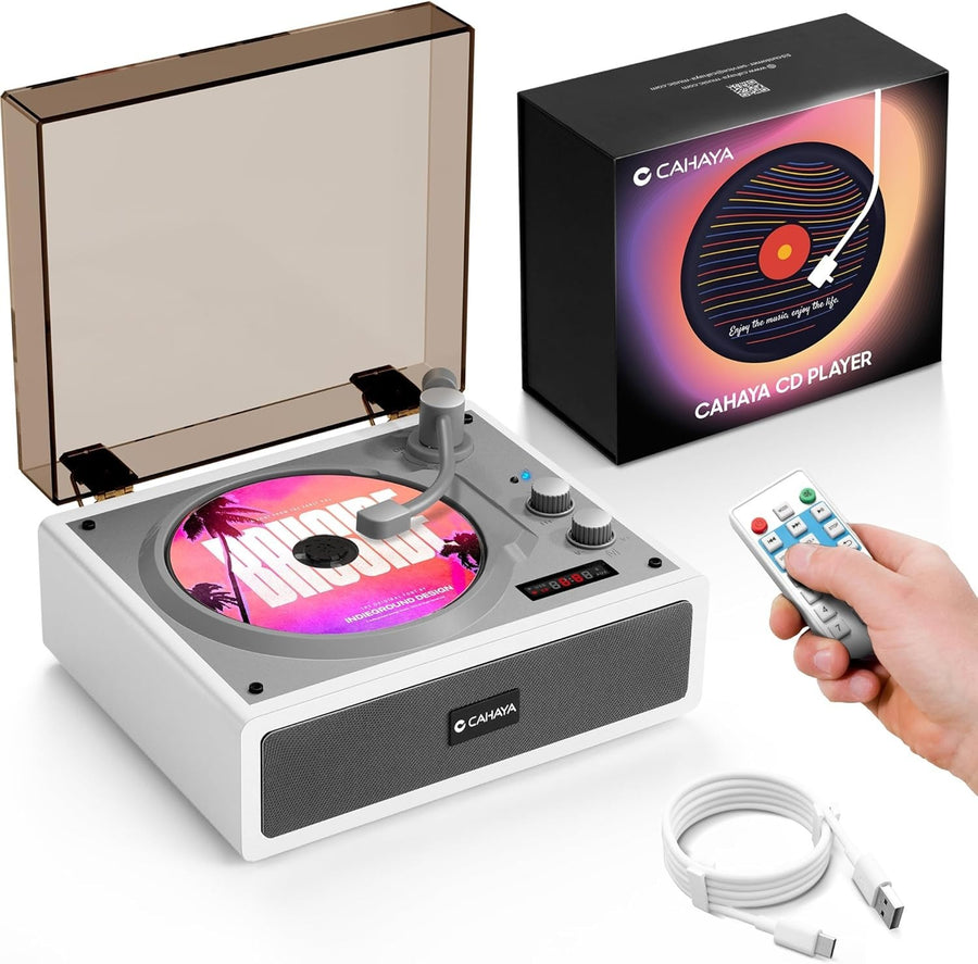 Portable CD Player Dual HiFi Speakers Remote Rechargeable USB