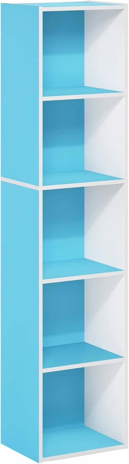 5 Cube Bookcase Storage Open Shelf Compact Design Organizer Bookshelf Blue